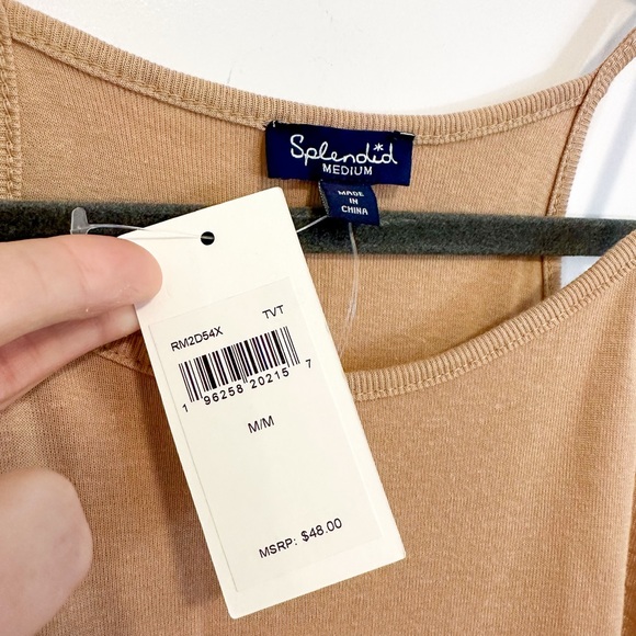 Splendid Tan High Neck Sleeveless Tank Top - Picture 2 of 4